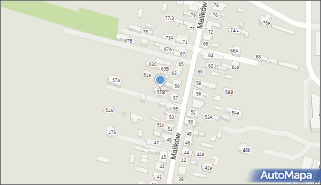 Kielce, Malików, 57B, mapa Kielc