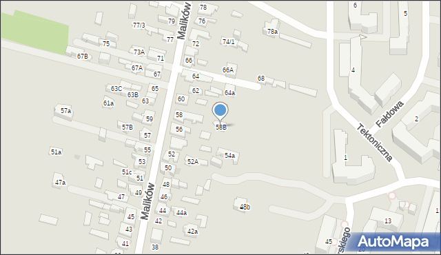 Kielce, Malików, 58B, mapa Kielc