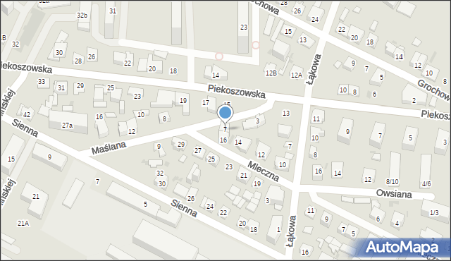 Kielce, Maślana, 7, mapa Kielc