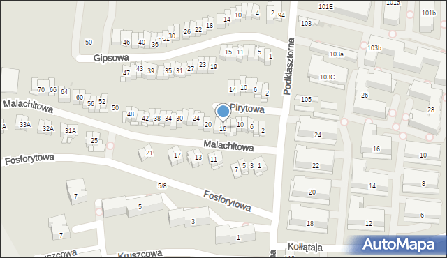 Kielce, Malachitowa, 16, mapa Kielc