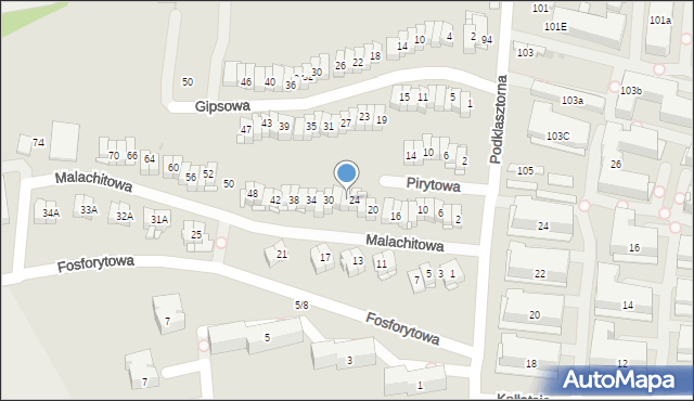 Kielce, Malachitowa, 26, mapa Kielc