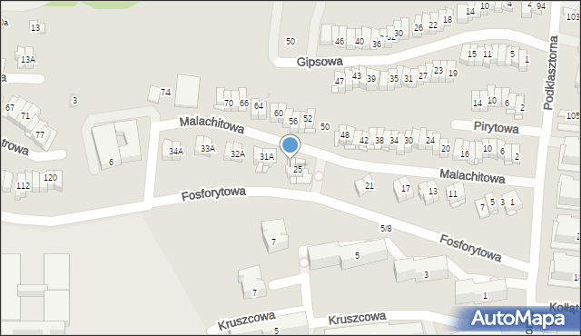 Kielce, Malachitowa, 29, mapa Kielc