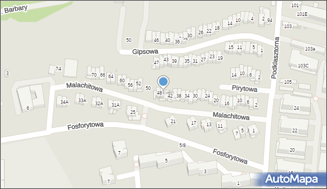 Kielce, Malachitowa, 46, mapa Kielc