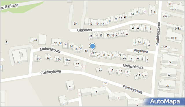 Kielce, Malachitowa, 48, mapa Kielc