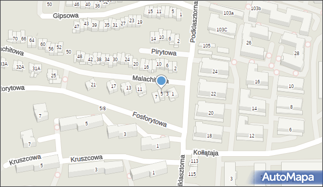 Kielce, Malachitowa, 5, mapa Kielc