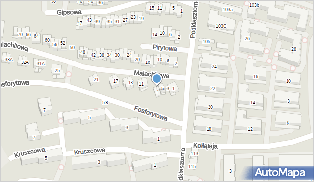 Kielce, Malachitowa, 7, mapa Kielc