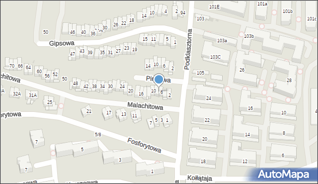 Kielce, Malachitowa, 8, mapa Kielc