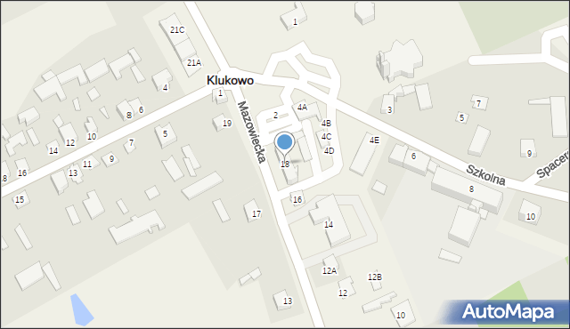 Klukowo, Mazowiecka, 18, mapa Klukowo
