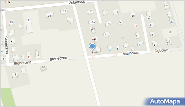 Kmiecin, Malinowa, 1, mapa Kmiecin