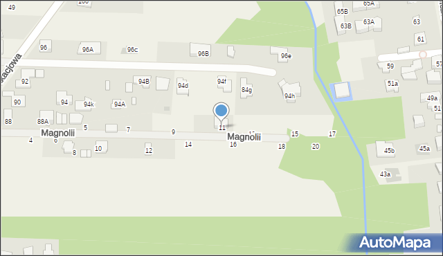 Koczargi Stare, Magnolii, 11, mapa Koczargi Stare