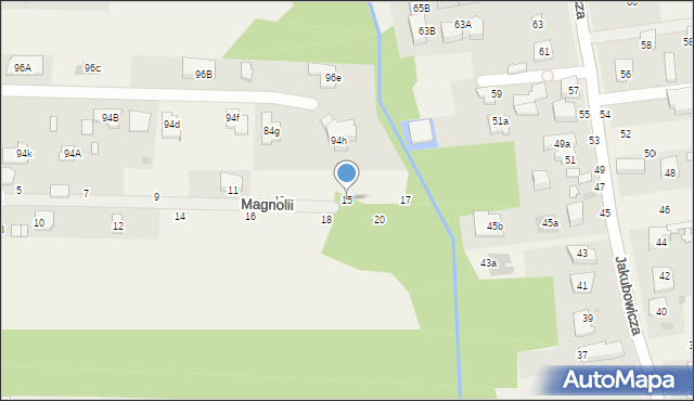 Koczargi Stare, Magnolii, 15, mapa Koczargi Stare