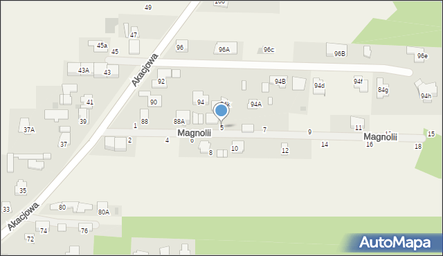 Koczargi Stare, Magnolii, 5, mapa Koczargi Stare