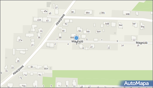 Koczargi Stare, Magnolii, 6, mapa Koczargi Stare