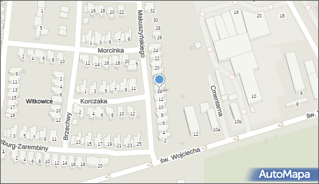 Kołobrzeg, Makuszyńskiego Kornela, 14, mapa Kołobrzegu