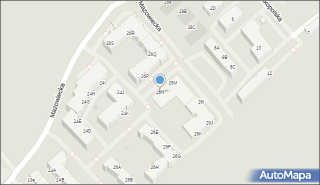 Kołobrzeg, Mazowiecka, 26N, mapa Kołobrzegu