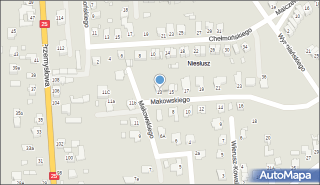 Konin, Makowskiego Tadeusza, 13, mapa Konina
