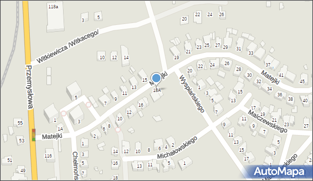 Konin, Matejki Jana, 18A, mapa Konina