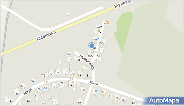 Kościan, Maya Wojciecha, 100b, mapa Kościan