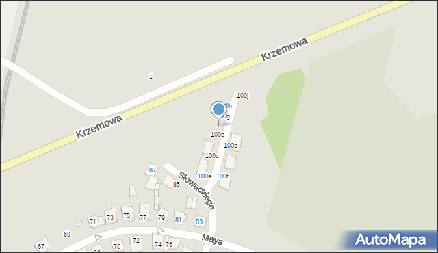 Kościan, Maya Wojciecha, 100f, mapa Kościan