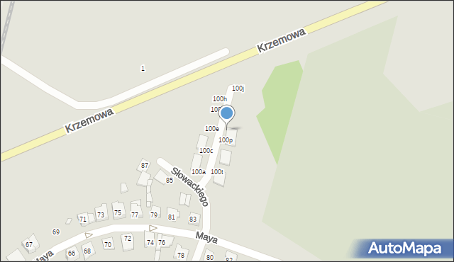 Kościan, Maya Wojciecha, 100n, mapa Kościan