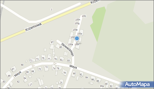 Kościan, Maya Wojciecha, 100t, mapa Kościan