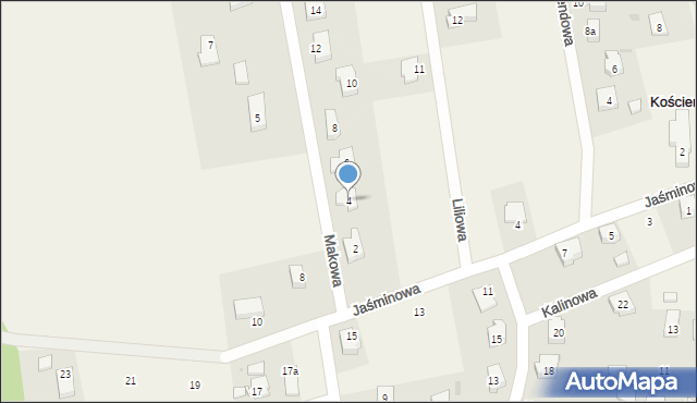 Kościerzyna-Wybudowanie, Makowa, 4, mapa Kościerzyna-Wybudowanie