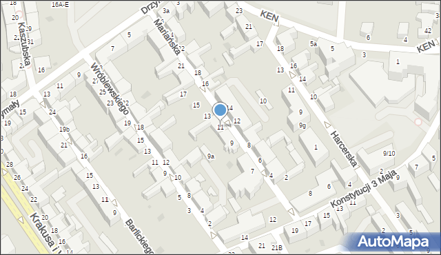 Koszalin, Mariańska, 11, mapa Koszalina