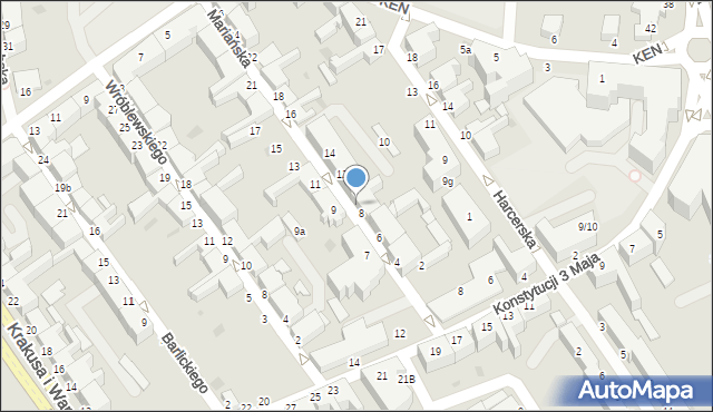 Koszalin, Mariańska, 7e, mapa Koszalina