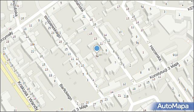 Koszalin, Mariańska, 9a, mapa Koszalina