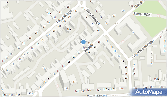 Koszalin, Matejki Jana, 21, mapa Koszalina