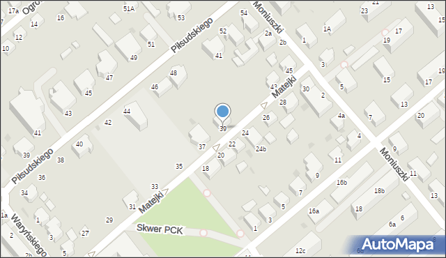 Koszalin, Matejki Jana, 39, mapa Koszalina