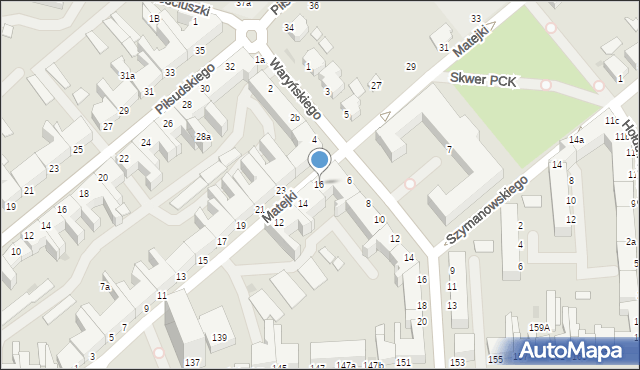 Koszalin, Matejki Jana, 16, mapa Koszalina