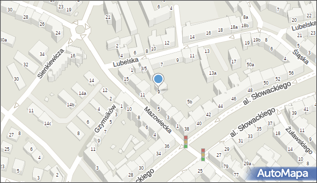 Kraków, Mazowiecka, 9, mapa Krakowa