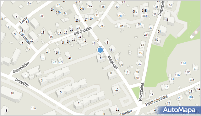 Kraków, Magnolii, 6, mapa Krakowa