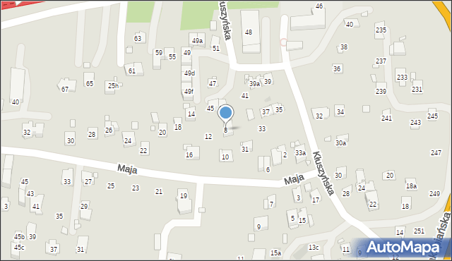 Kraków, Maja Franciszka, ks., 8, mapa Krakowa