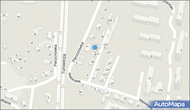 Kraków, Malwowa, 8, mapa Krakowa