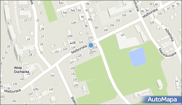 Kraków, Malborska, 121, mapa Krakowa
