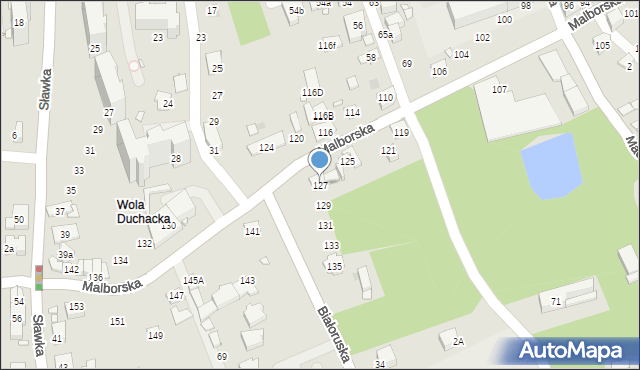 Kraków, Malborska, 127, mapa Krakowa