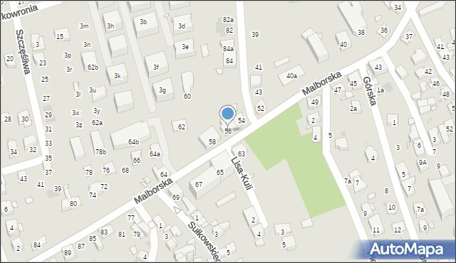 Kraków, Malborska, 56, mapa Krakowa