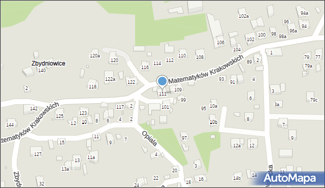 Kraków, Matematyków Krakowskich, 111, mapa Krakowa