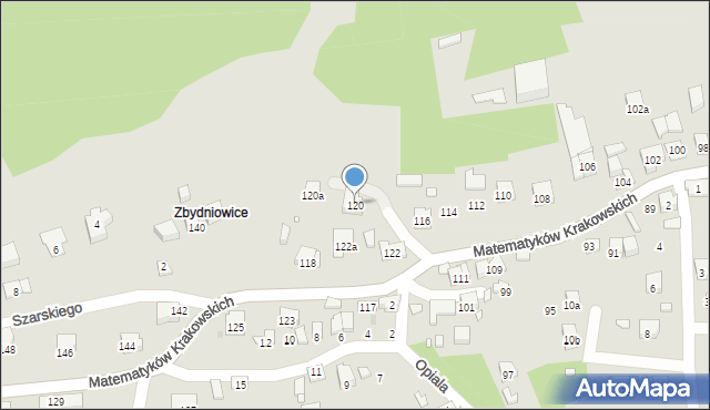 Kraków, Matematyków Krakowskich, 120, mapa Krakowa