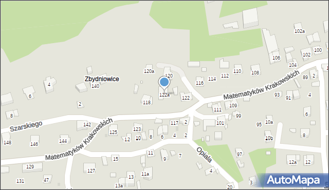 Kraków, Matematyków Krakowskich, 122a, mapa Krakowa