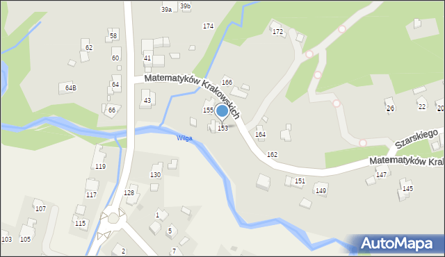 Kraków, Matematyków Krakowskich, 153, mapa Krakowa