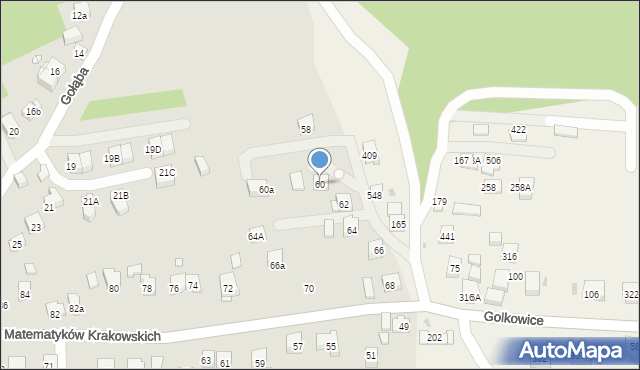 Kraków, Matematyków Krakowskich, 60, mapa Krakowa