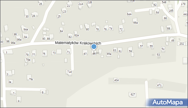 Kraków, Matematyków Krakowskich, 65, mapa Krakowa