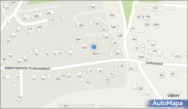 Kraków, Matematyków Krakowskich, 70, mapa Krakowa