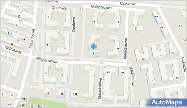 Kraków, Malachitowa, 5, mapa Krakowa