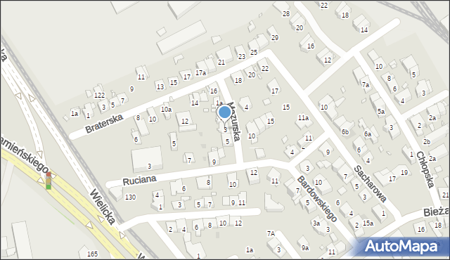 Kraków, Mazurska, 3, mapa Krakowa