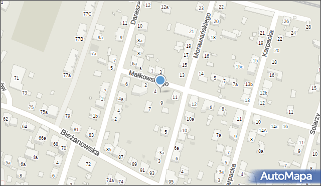 Kraków, Małkowskiego Andrzeja, 4a, mapa Krakowa