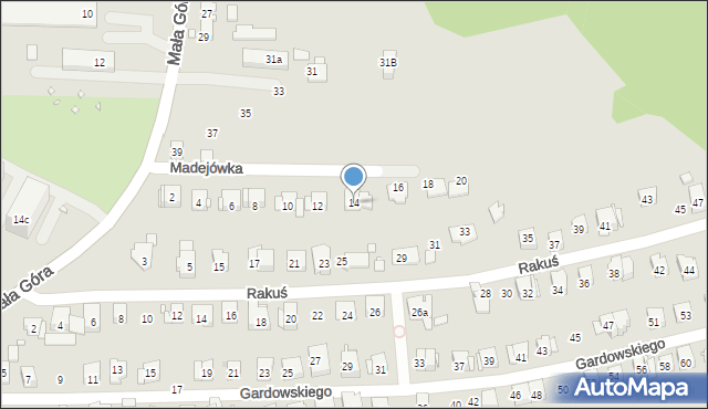 Kraków, Madejówka, 14, mapa Krakowa